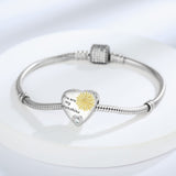 925 Sterling Silver Sunflower Charms Fit Pandora Charms Bracelet Forever In My Heart Fit Wife Mother's Day Christmas Birthday Gift