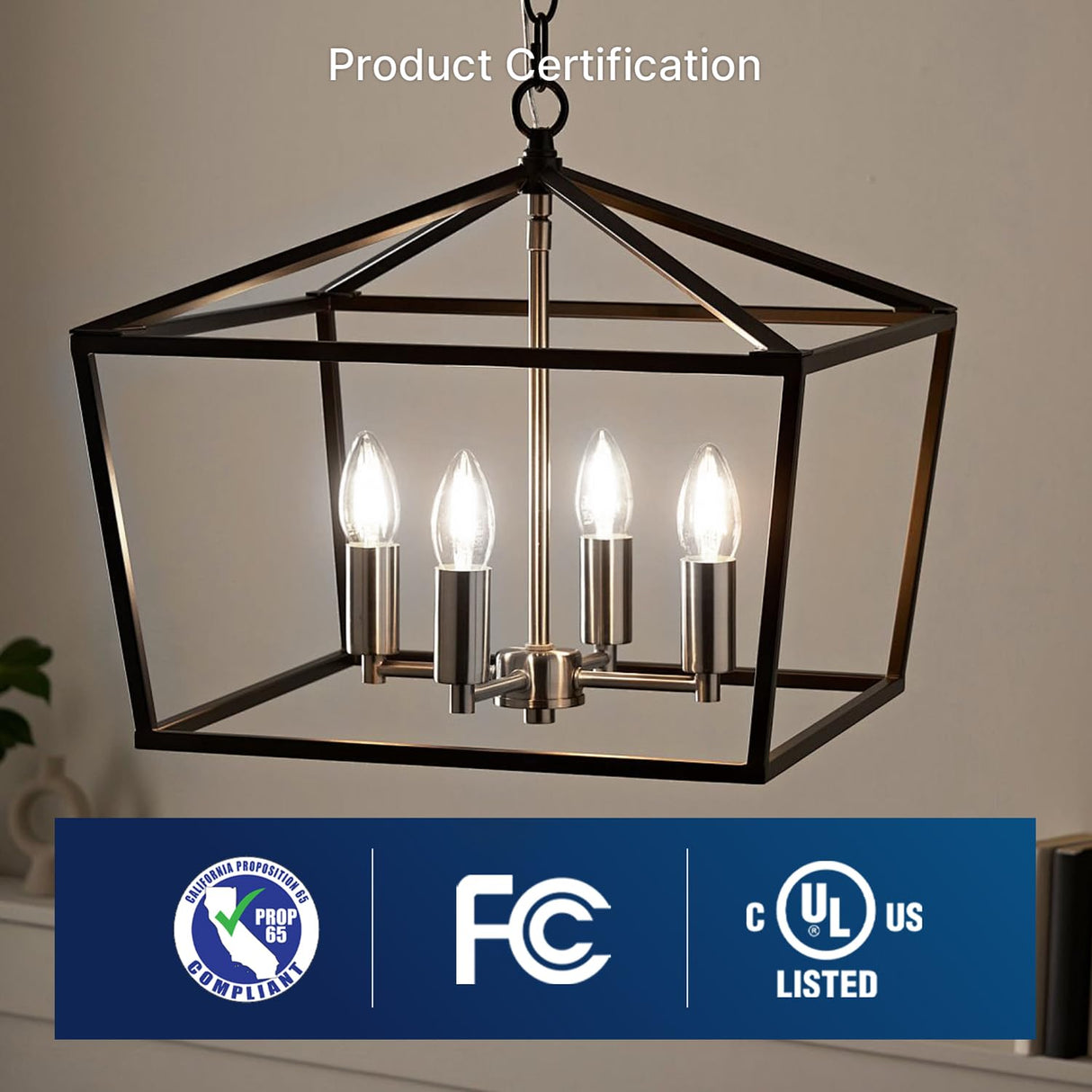 FLSNT 5000K Daylight B10 Dimmable 4W LED E12 Candelabra Bulbs, 40W Equivalent LED Chandelier Candle Bulbs, Clear Glass Finishing, 6 Pack UL,CA65 Listed.