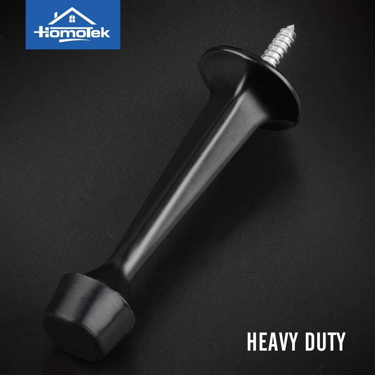 HOMOTEK 24 Pack Heavy Duty Solid Rigid Door Stop with Soft Rubber Tip, Zinc Die Cast Door Stopper Protect Wall & Door, Black