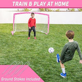 GoSports Portable Soccer Goals for Kids - 13 Color Options - Choose 4 x 3 ft or 6 x 4 ft - Team Tone Pop Up Nets for Backyard