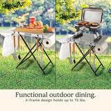Cuisinart Fold ‘n Go Prep Table, Portable Folding Table and Grill Stand with Tool hooks, Trash Bag Holder, Paper Towel Rack, 24” x 20” Steel Food Prep Station Perfect for BBQs, Tailgates and Camping