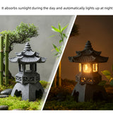 YLSMILE Solar Pagoda Lantern Garden Statue: Japanese Zen Lantern Garden Decor-LED Figurine Lamp Pagoda Statue Figurine for Home Table Outdoor Decor
