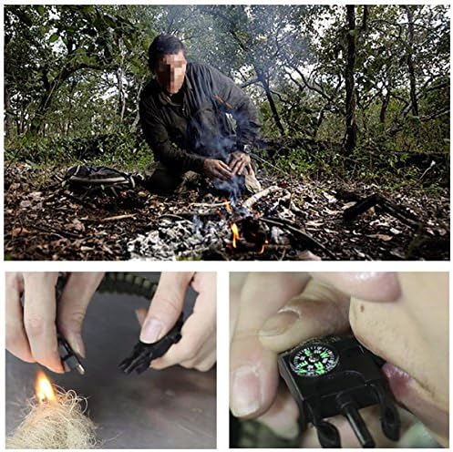 MQQC Kissmi 10 Pack Paracord Bracelet Survival Gear with Compass, Fire Starter, Whistle and Emergency Knife,Best Wildness Survival -Kit for Camping/Hiking