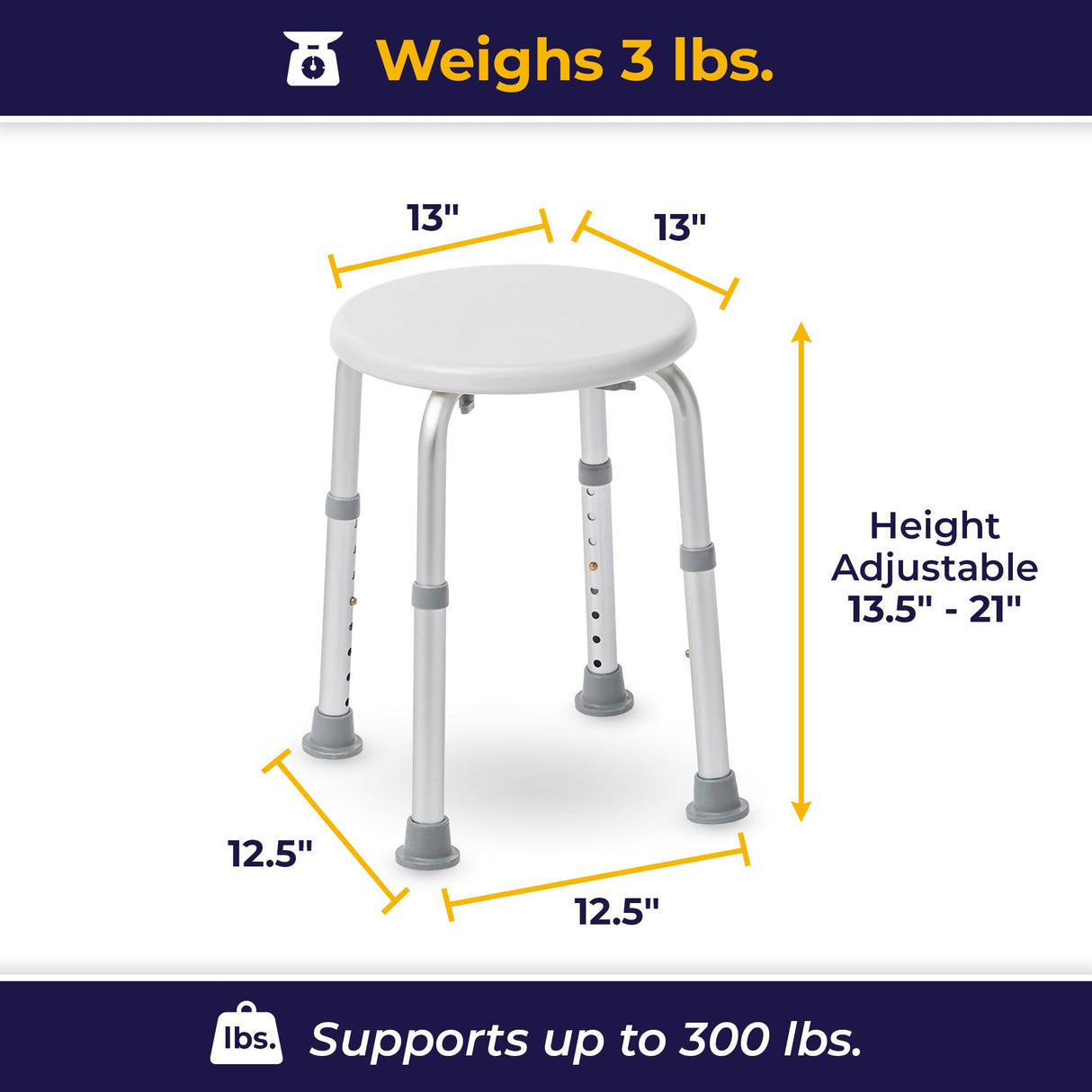 Drive Medical RTL12004KD Handicap Bathroom Stool, White