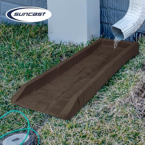 Suncast Decorative Home Splash Rain Gutter Drain Block Heavy Duty Replacement Guard to Prevent Soil Erosion and Rain Washouts, Java