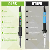 Soldering Iron Kit, 100W LED Digital Solder Gun kits with Ceramic Heater, Adjustable Temperature Welding Tools with Tips, Wick Braid, Stand, Solders Wire, Sponge, Flux Paste