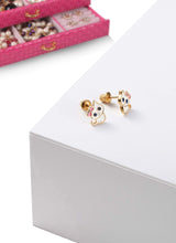 18k Gold Plated Screw Back Kitten Stud Hypoallergenic Earrings for Kids, Baby, Toddler, Little Girls with Surgical Steel Post for Ultra Sensitive Ears with Secure Safety Screwback (Gold Toned Kitten)