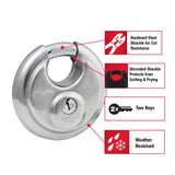Master Lock Padlock, Stainless Steel Discus Lock, 2-3/4 in. Wide, 40DPF, Silver