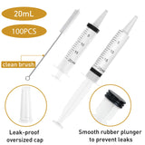 Kid2Kit 100 Pack Syringes for Jello Shots, 20mL Party Jello Shot Syringes with Cap BPA Free, Washable,Durable, Party Nurses, Halloween, Thanksgiving day, Christmas