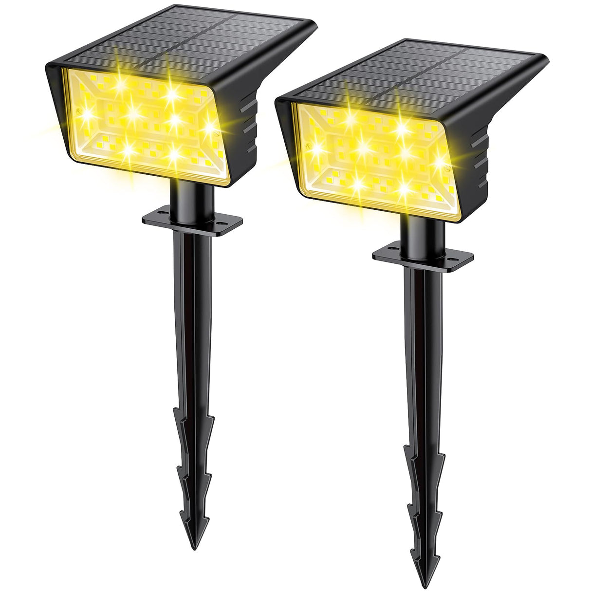 LAMKEEP Solar Spot Lights Outdoor with 60 LED & Auto On/Off, 2 Pack Solar Lights Outdoor Waterproof IP68 with 3 Lighting Modes, 2-in-1 Solars Landscape Light for Outside, Garden, Yard(Warm White)