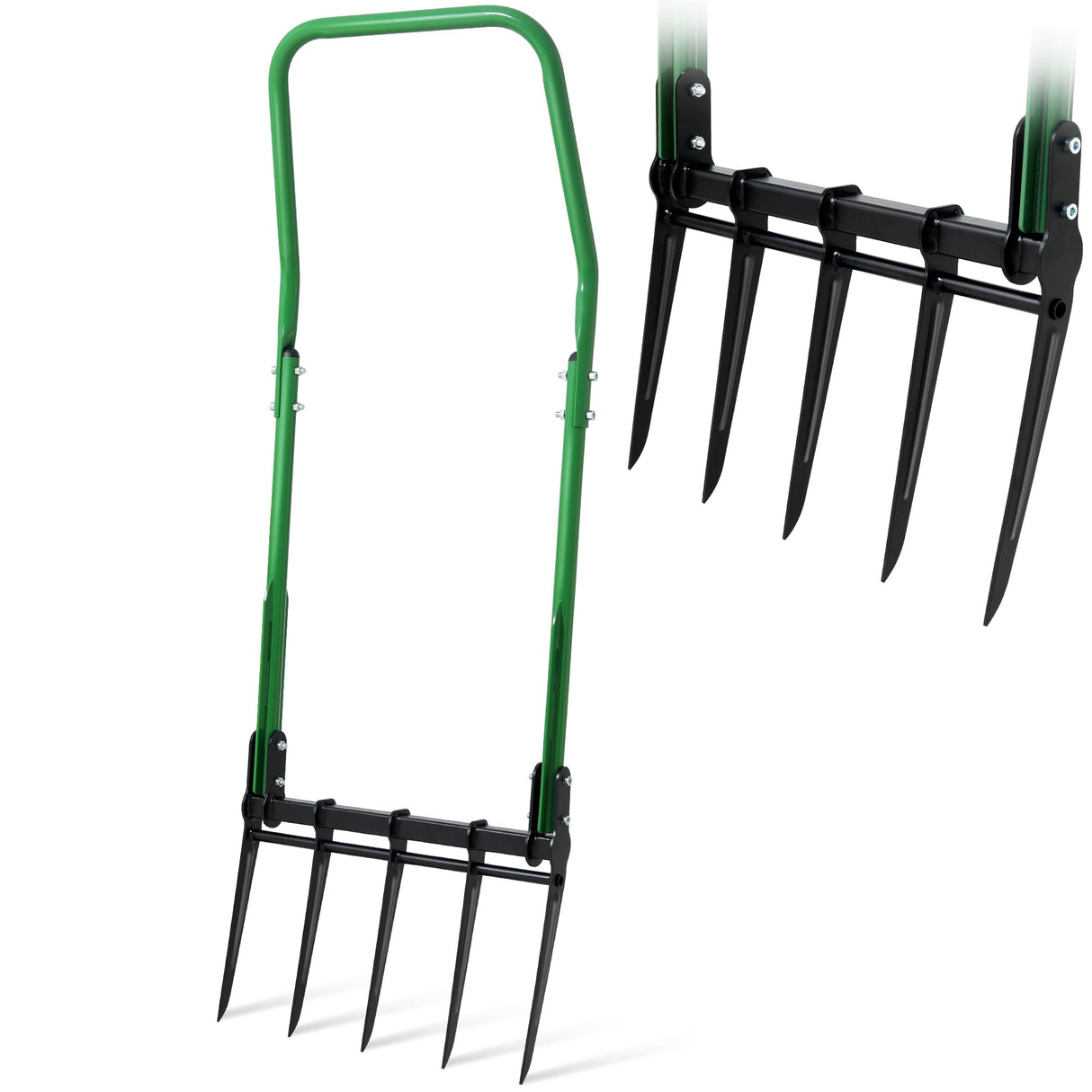 Senvert BroadFork Garden Tool, Heavy Duty 5-Tine Broad Fork Hand Tiller, Garden Pitchfork with Ergonomic U-Shaped Handle, Digging Fork for Gardening, Cultivating