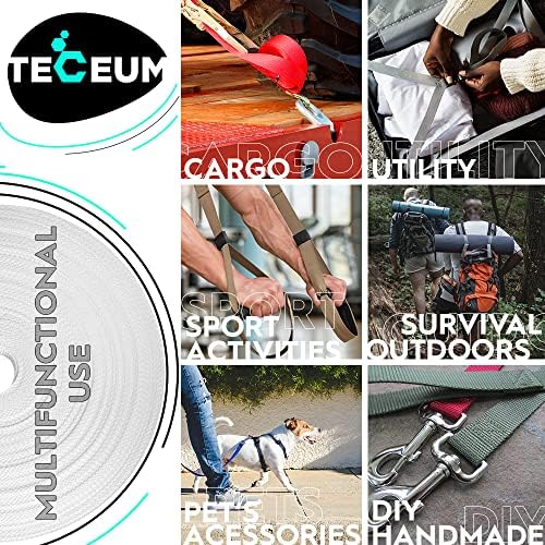 TECEUM 1" & 1.5" & 2" Webbing – 10 25 50 Yards – 40+ Colors – Heavy Duty 1 Inch 1.5 Inch 2 Inch Webbing for Climbing Outdoors Indoors Crafting DIY