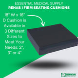 Essential Medical Supply Rehab 1 Foam Cushion - Extra Thick Seat Cushion for Office Chair, Wheelchair, and Car - Provides Additional Support and Pain Relief for Seniors - 18" x 16" x 3"