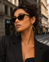 SPUNKYsoul Handmade Boho Open Teardrop Gold Patina Dangle Earrings for Women (Gold/Patina)