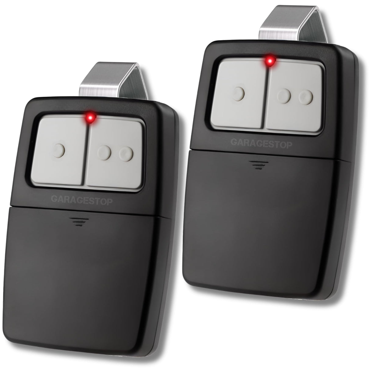 Universal Garage Door Opener Remote 2-Pack for LiftMaster Chamberlain Genie Linear, Replaces Clicker KLIK1U 375UT 375LM, 2-Button Garage Remote for 2 Doors/Gates, Learn Button & Dip Switch