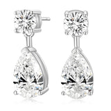 EAMTI Teardrop Bridal Wedding Earrings for Women Cubic Zirconia Crystal 925 Sterling Silver Post Pear Cut Dangle Earring for Bride Bridesmaid