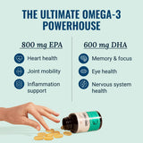 Live Conscious OmegaWell Omega 3 Fish Oil - 2000mg Capsules: Heart, Brain, & Joint Support - 800 mg EPA 600 mg DHA - Sustainably Sourced - Softgels - 30 Day Supply