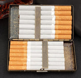 Cigarette Case Victorian Style Metal Holder for Regular, King and 100's Size Pocket Protective Security Wallet (ES100-AB, Antique Brass)