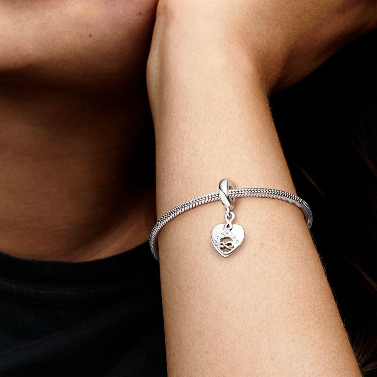 PANDORA Friends Forever Heart Dangle Charm - Compatible Moments - Jewelry for Women - Gift for Her - Made with Sterling Silver & Cubic Zirconia - With Gift Box