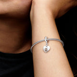 PANDORA Friends Forever Heart Dangle Charm - Compatible Moments - Jewelry for Women - Gift for Her - Made with Sterling Silver & Cubic Zirconia - With Gift Box