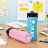 Pozetazas Personalized Water Bottles for Kids, Custom 18 oz Water Bottle for School with Engraved Name, Stainless Steel Tumbler for Kids with Straw, Birthday Christmas Gifts for Girls Boys