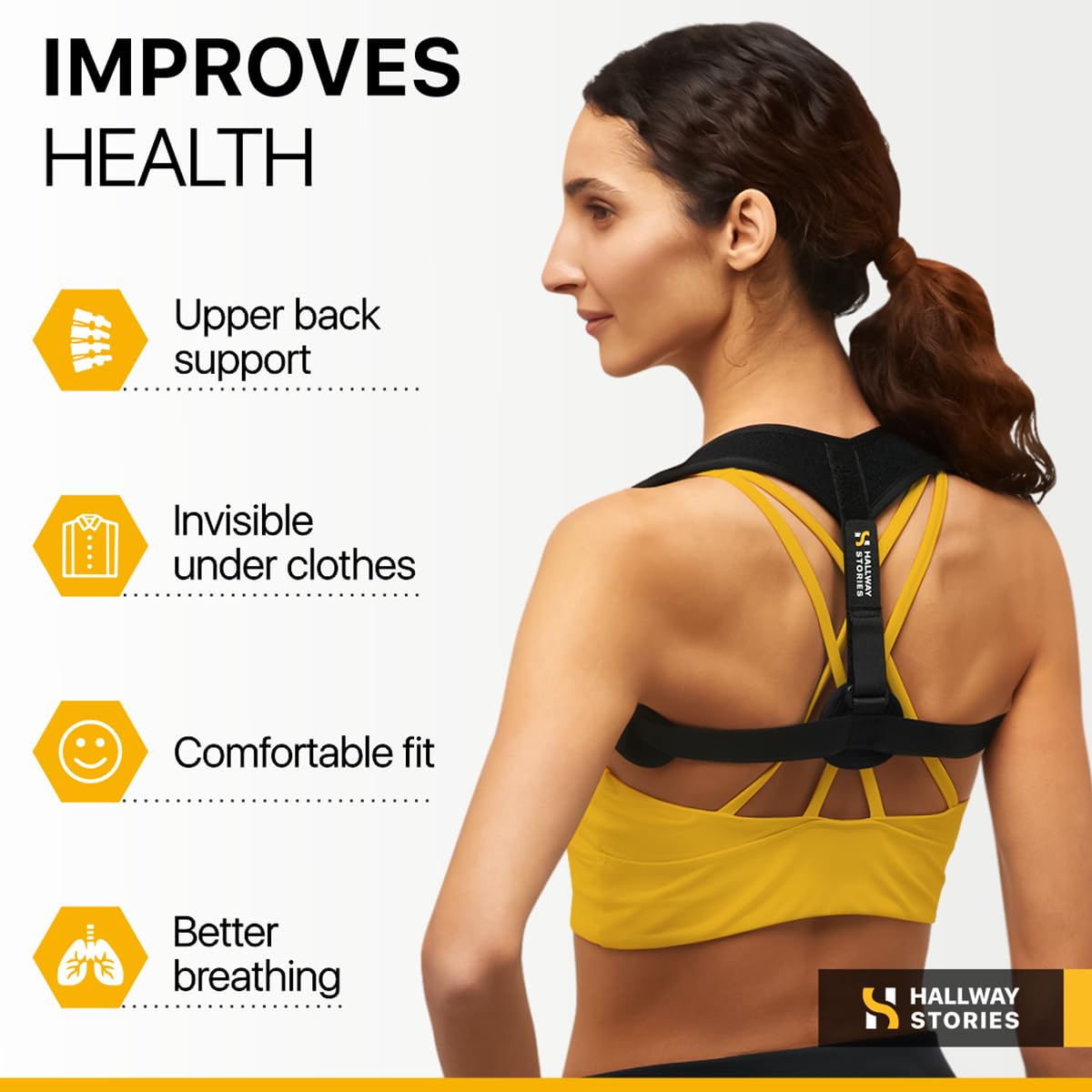 Posture Corrector Back Brace for Women & Men - Adjustable Straps for Neck & Shoulder Comfort, Breathable Upper Back Straightener, Invisible Under Clothes, Comfortable Ergonomic Design (28-48") (28-48")