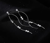SLUYNZ Sterling Silver Star Dangle Earrings for Women Teens Girls Long Dangle Earrings Chain Curve Spiral Line Earrings Tassel (A-Silver)