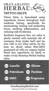 Tattoo Salve, Tattoo Aftercare Balm, Paraben Free Healing OIntment For New Tattoos, Brightening Moisturizer For Old Ink, Itchy Tattoo Relief Cream, Plastic Free, Ora’s Amazing Herbal, 1 oz Travel Size