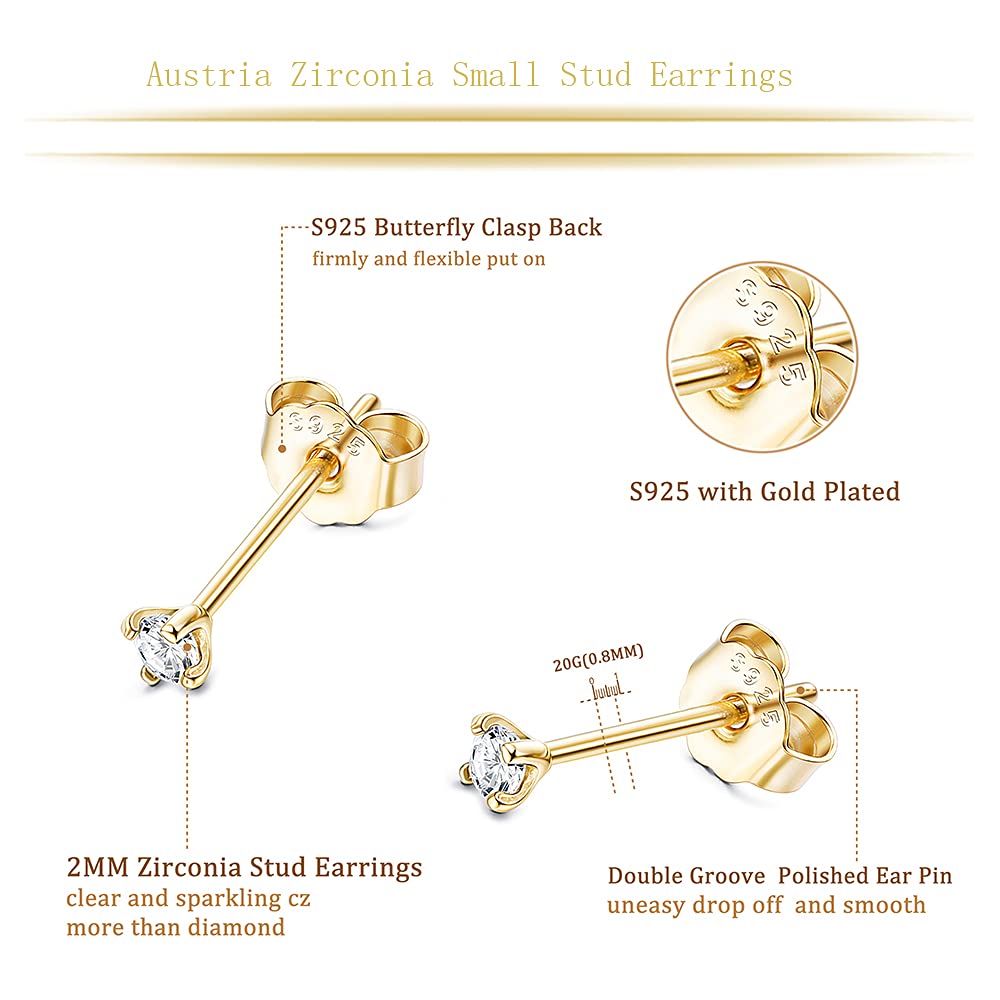 Sllaiss 925 Sterling Silver Stud Earrings for Women Long Post Earrings gold