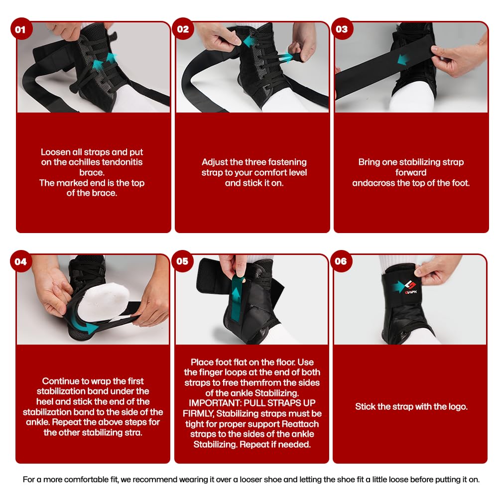 Gviipk Quick Lace Up Ankle Brace Support for Sprained Ankle Wrap, Plantar Fasciitis Relief and Achilles Tendonitis Wrap, Foot Brace Ankle Stabilizer for Men & Women - M