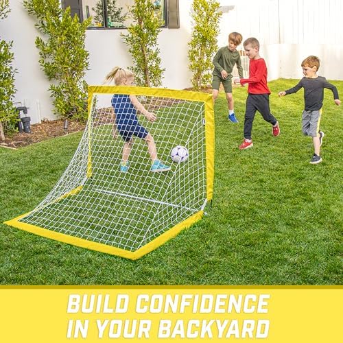 GoSports Portable Soccer Goals for Kids - 13 Color Options - Choose 4 x 3 ft or 6 x 4 ft - Team Tone Pop Up Nets for Backyard