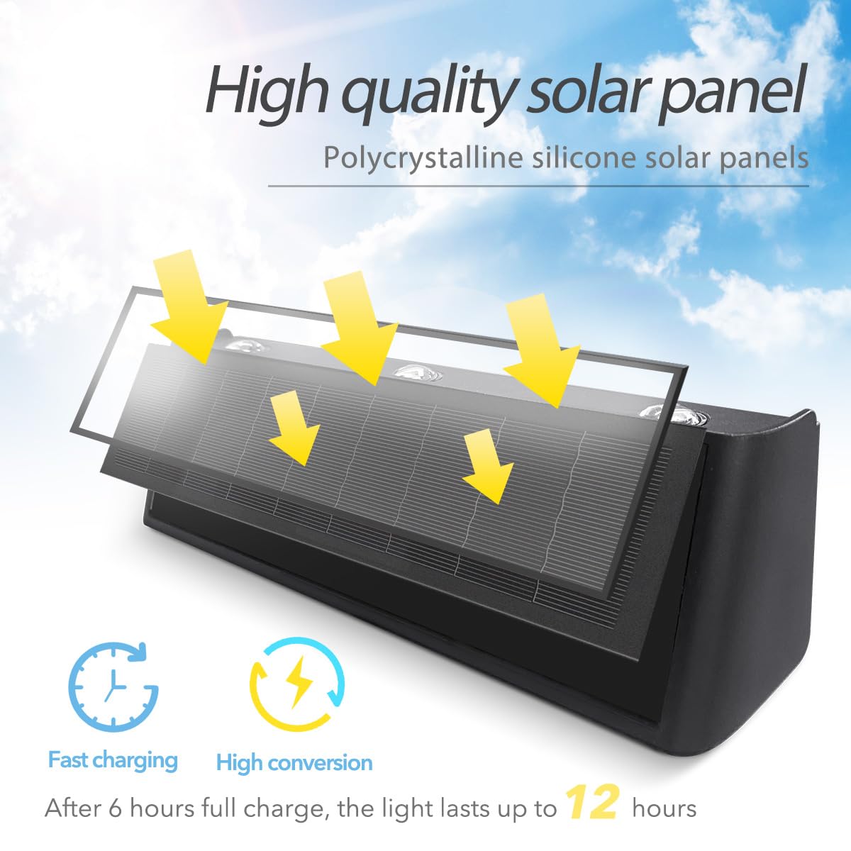 Mrzxy Solar Lights Outdoor Waterproof 3000K Warm Aluminum Up and Down Wall Sconce Dusk to Dawn 2PACK for Outside, Fence, Yard, Christmas Decorative Lighting