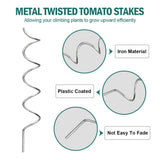 LAKNUAL 58" Galvanized Plant Supports Spiral Tomato Cages, 10 Pack Metal Twisted Tomato Stakes Climbing Plant Stake Tower Outdoor Indoor
