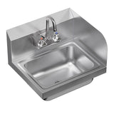 AmGood Stainless Steel Wall Mount Hand Sink with Faucet and Right Sidesplash 17" x 15" | NSF Commercial Hand Washing Basin For Restaurant, Kitchen and Home | Bowl Size: 10" x 14"