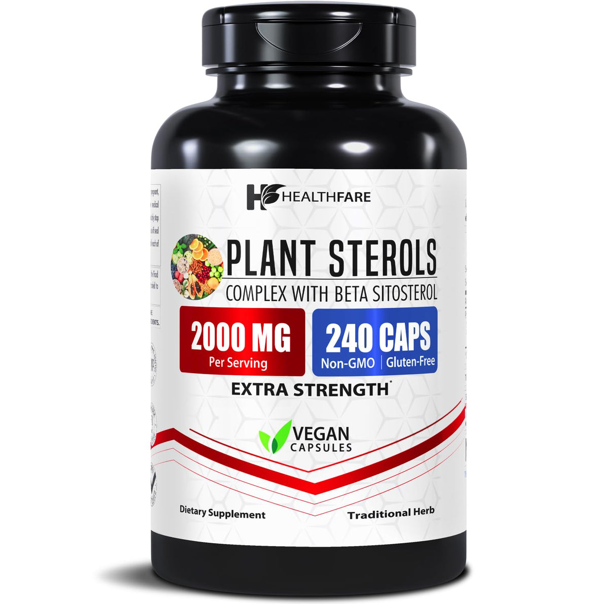 Healthfare Plant Sterols Capsules 2000mg | 240 Vegan Capsules | Beta Sitosterol & Phytosterol Complex | Plant-Based Supplement | Non-GMO & Gluten-Free | Made in The USA