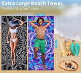 6 Pack Lightweight Thin Beach Towel Oversized 71"x32" Big Extra Large Microfiber Sand Free Towels for Adult Quick Dry Travel Camping Beach Accessories Gift Sea Turtle Tie Dye Mandala Elephant Skull