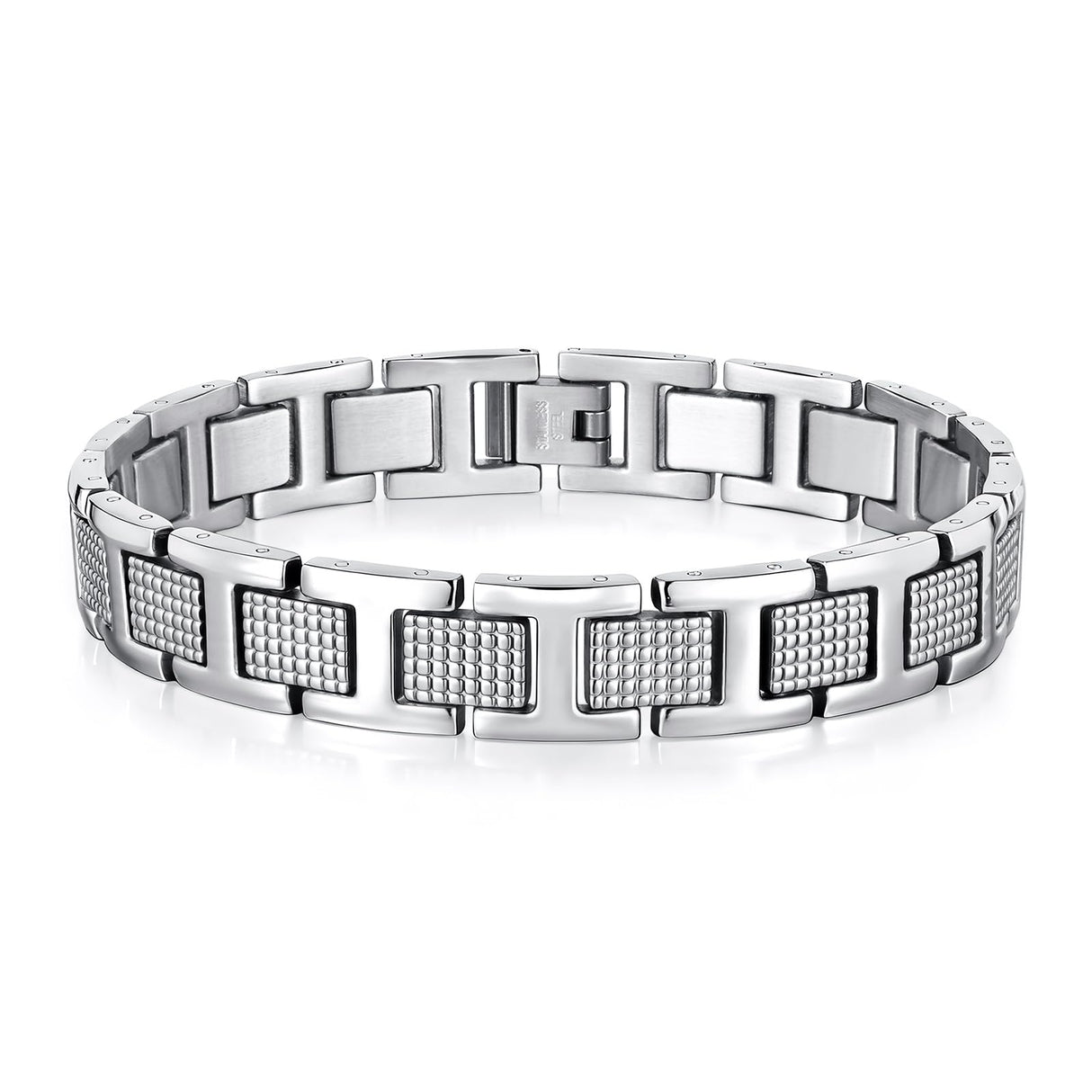 VNOX Mens Silver Bracelet Inoxidable Metal Stainless Steel Link Chain Bracelets Elegant Jewelry Gifts for Men Dad Husband,Adjustable