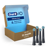 Oral-B iO Series Ultimate Clean Electric Toothbrush Replacement Brush Heads for an Oral-B Electric Toothbrush, 4 count, Black