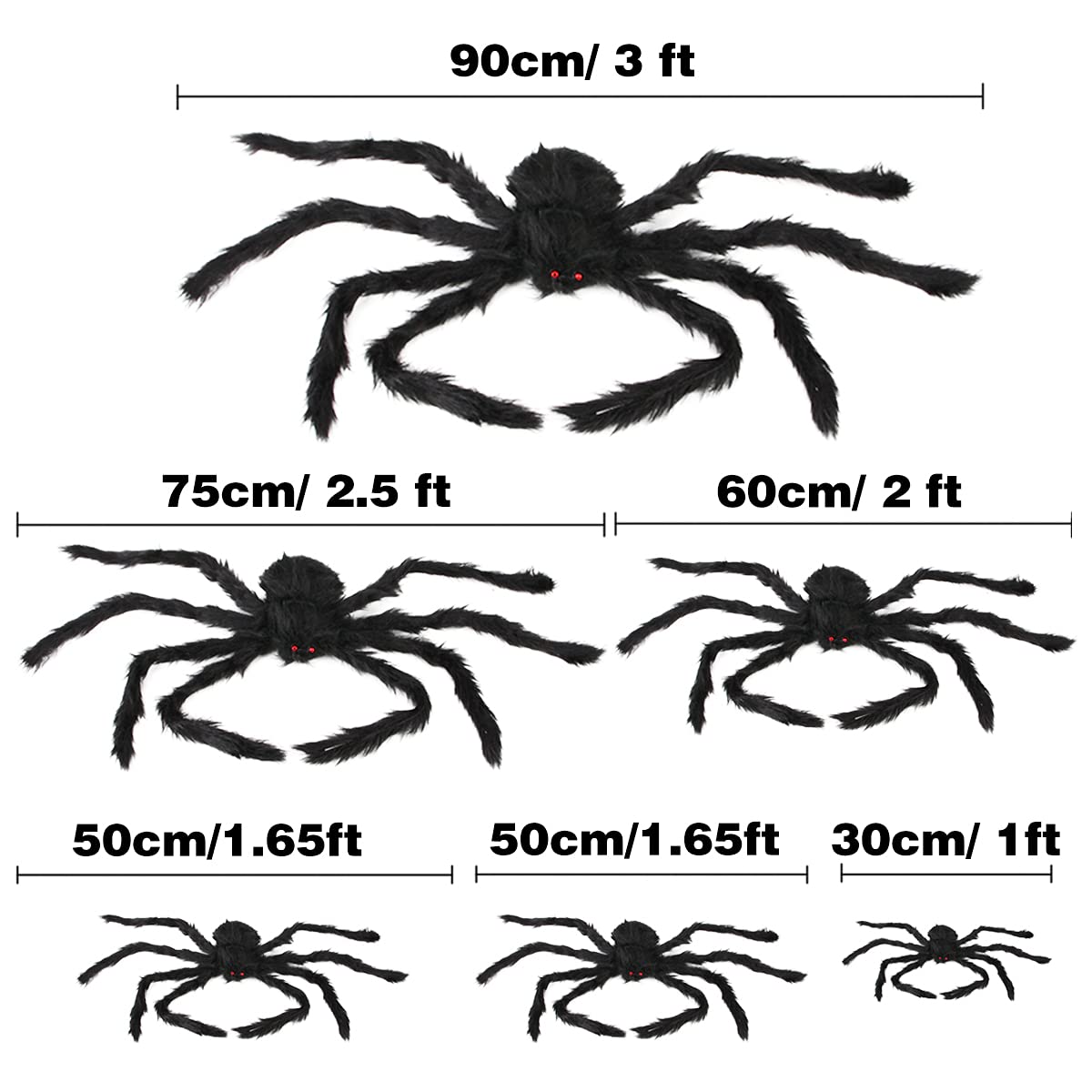 Boogem Halloween Spider Decorations 6 Pack: Giant Spider Outdoor Decoration
