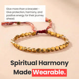 Buddha & Karma Tibetan Copper Beads Bracelet – Handmade Energy Healing for Strength, Balance & Protection – Adjustable Spiritual for Men & Women (GOLD)