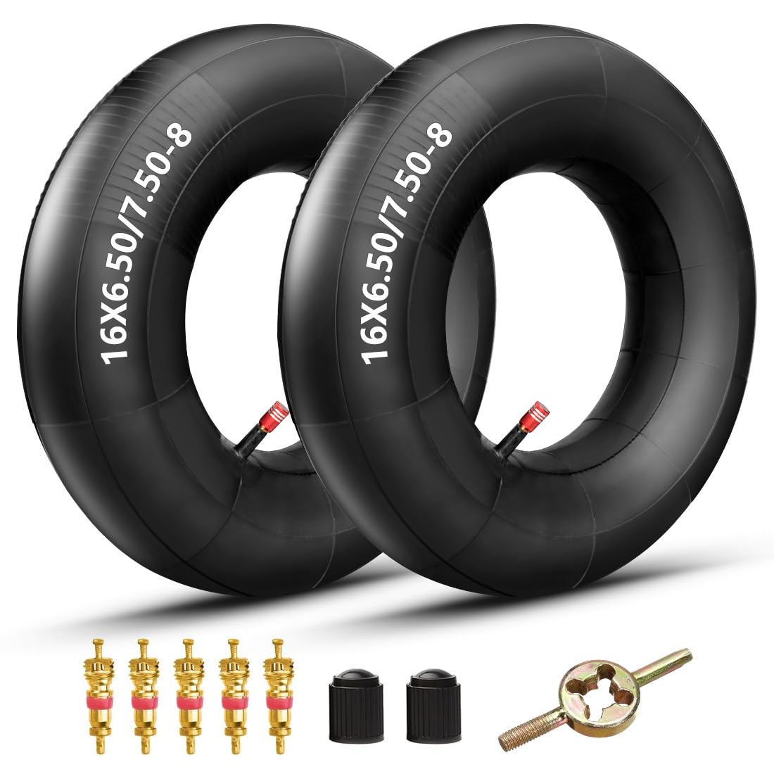 FVRITO 16x6.50-8 16x650-8 16x7.50-8 16x750-8 Inner Tube With Straight Valve Stem Gap for Golf Cart,Tractor,Lawn Mower, Snow throwers,Tillers,Trailers,Wheelbarrows and ATV Pack of 2