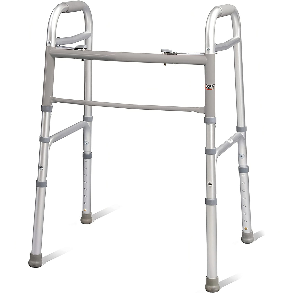 Carex Lightweight Folding Walker for Seniors, Portable Medical Walker with Adjustable Height, 30-37 Inches, Mobility Aid for Adults, Elderly, and Handicapped, Foldable, Stainless Steel Frame