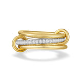 JINEAR Gold Stackable Rings for Women Non Tarnish 14K Gold Plated Interlocked Ring Gold Silver Mixed Metal Statement Rings Dainty Cubic Zirconia Band Thumb Ring Jewelry Gift for Women