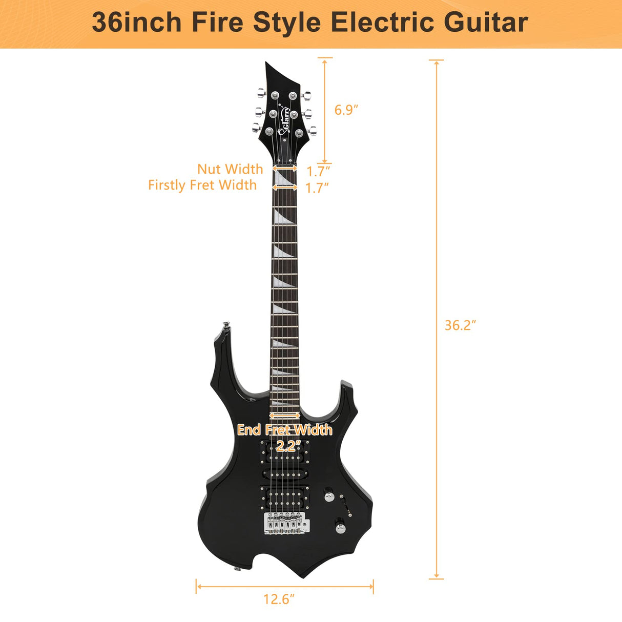 Glarry Cool Burning Fire Style Electric Guitar Christmas gift for Beginner Guitar Lover with Accessories Pack (Black)