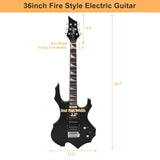 Glarry Cool Burning Fire Style Electric Guitar Christmas gift for Beginner Guitar Lover with Accessories Pack (Black)