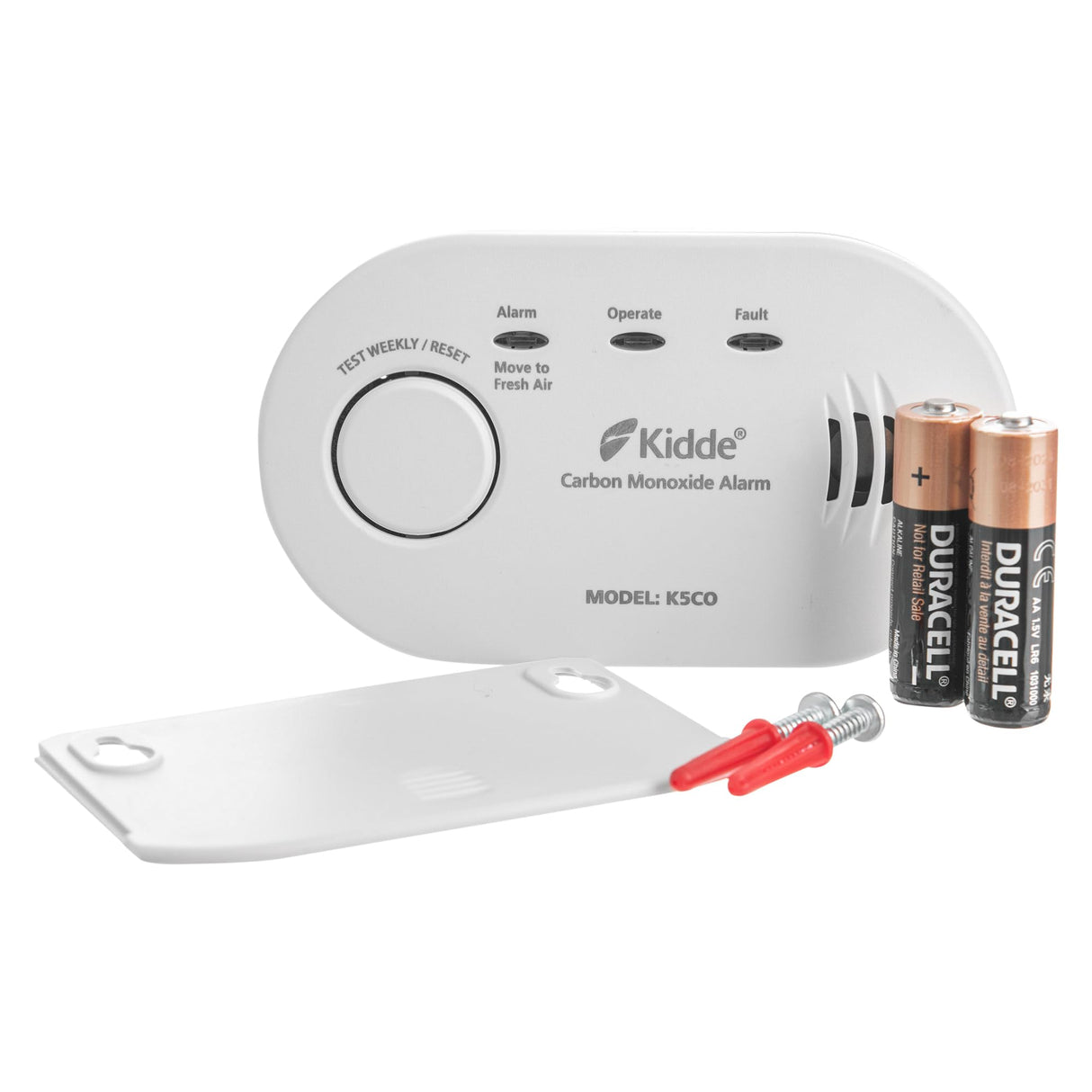Kidde 5CO Carbon Monoxide Alarm and Detector with AA Batteries - 10 Year Sensor Life CO Alarm for Home
