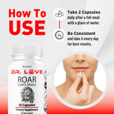 (2 Pack) Dr. Love Roar Lions Mane Supplement Capsules, Dr. Love Roar Lion’s Mane Plus Brain and Focus Premium Advanced Formula, Doctor Love All Natural Support Pills, 120 Capsules for 2 Months