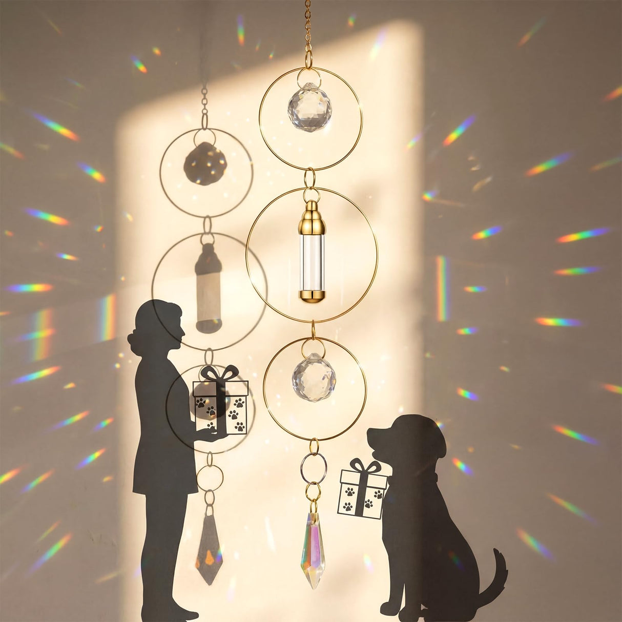 Yalikop Pet Memorial Suncatcher Dog Cat Memorial Gifts Pet Loss Bereavement Remembrance Sympathy Gifts Suncatcher Urn Bottle Ashes Pendant Cremation Jewelry Keepsake(Ring)