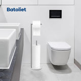 Toilet Paper Holder Stand, Bathroom Toilet Paper Roll Holder Stand with Reserve, Standing Toilet Paper Holder with Storage,Toilet Paper Roll Holder for 4 Rolls, Chrome