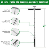 40 Inch Soil Sampler Probe, Stainless Steel Soil Core Sampling Tool with T-Handle, Heavy Duty Soil Probe for Lawn, Garden, Farm & Soil Testing